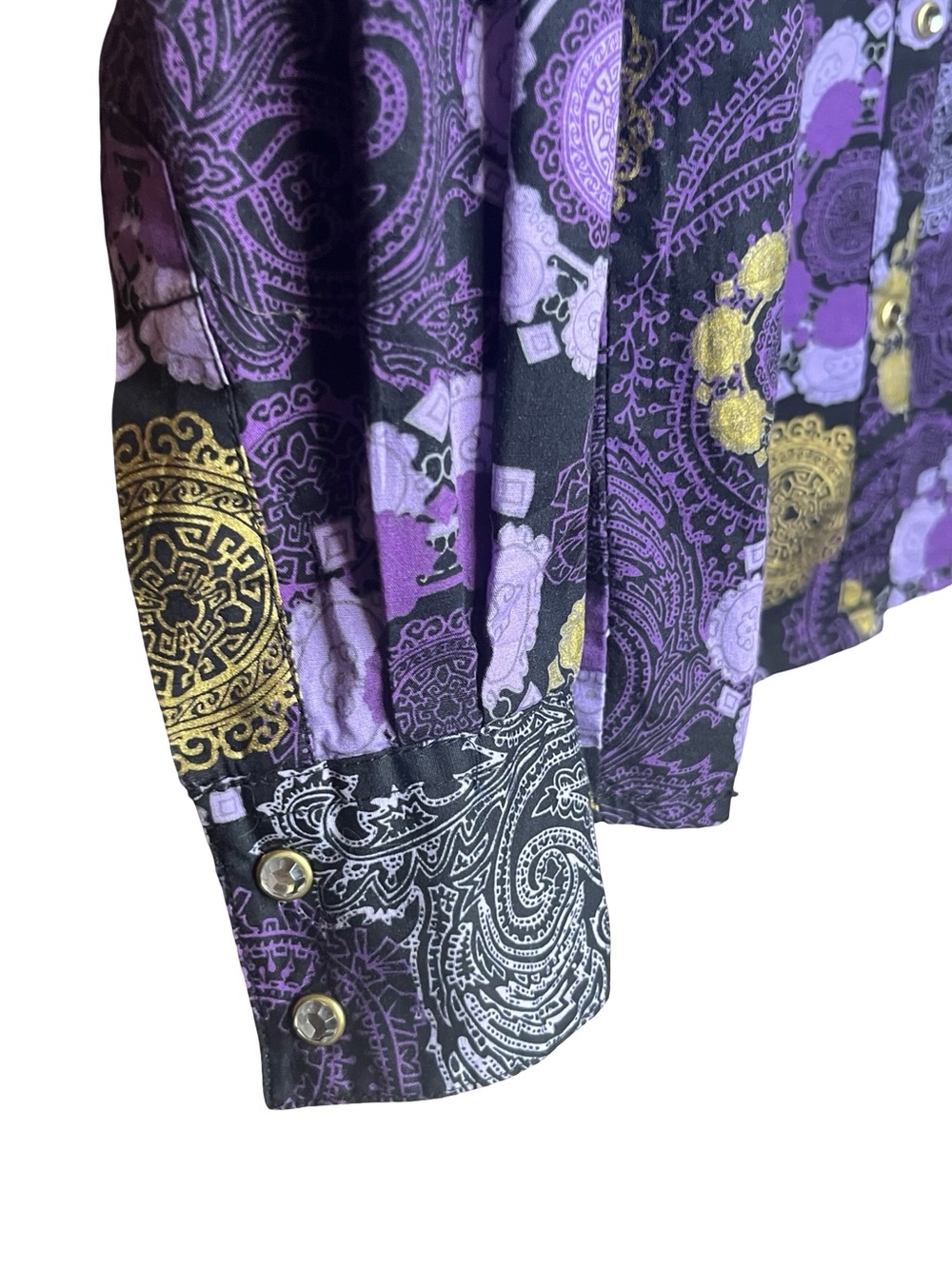 Vintage Y2K Wrangler Purple Paisley Western Snap Shirt | Size Small - Picture 6 of 13